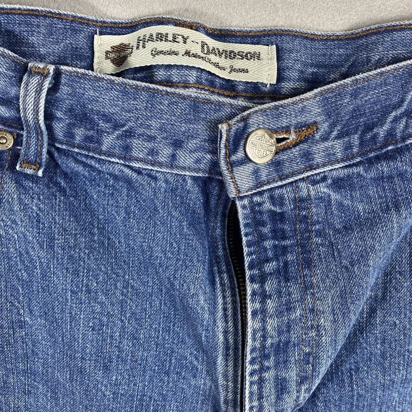 Harley Davidson Genuine Motorclothes Blue Straight Leg Jeans Mens Zip Size 40/30 - Picture 5 of 12